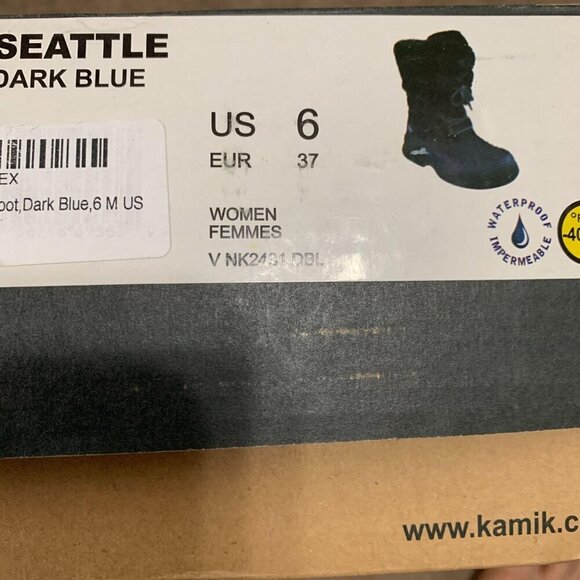 Kamik Seattle Winter Snow Boots Womens 6 Navy Blue Fur Insulated - Picture 3 of 3